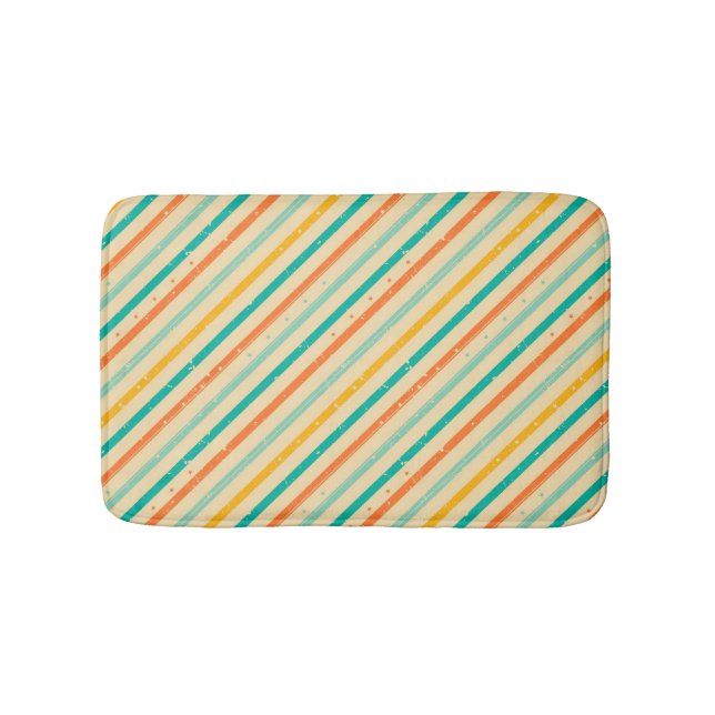 Retro grunge striped pattern bath mat (Front)