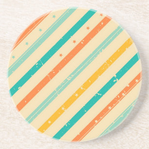 Retro grunge striped pattern coaster