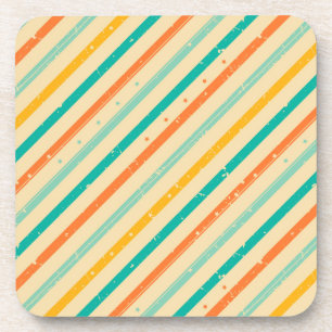 Retro grunge striped pattern coaster