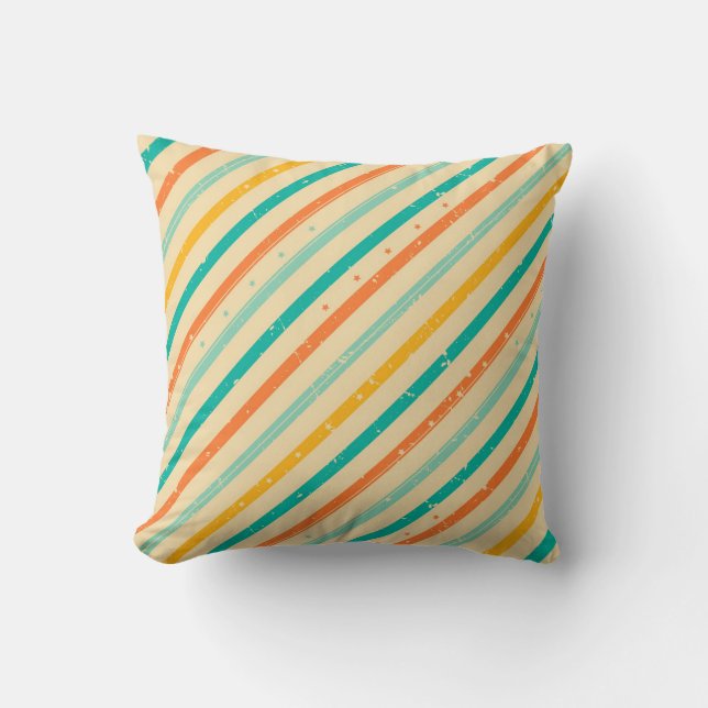 Retro grunge striped pattern cushion (Front)