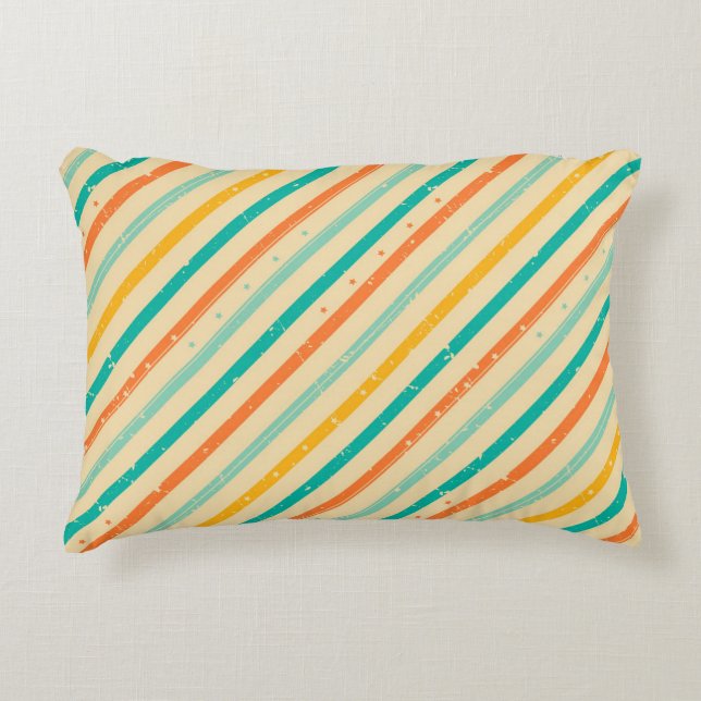 Retro grunge striped pattern decorative cushion (Front)