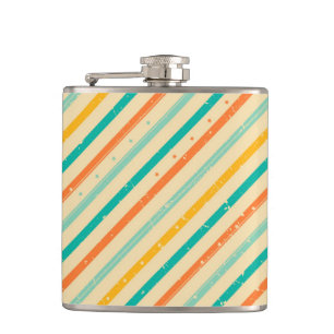 Retro grunge striped pattern hip flask