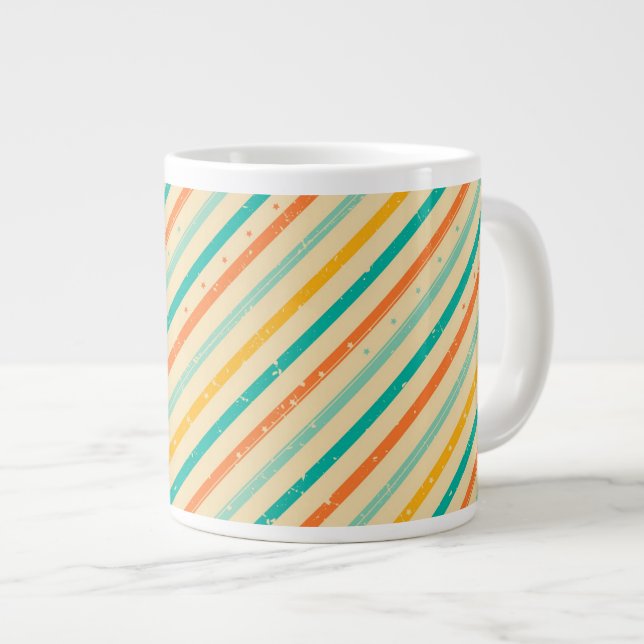 Retro grunge striped pattern large coffee mug (Front Right)