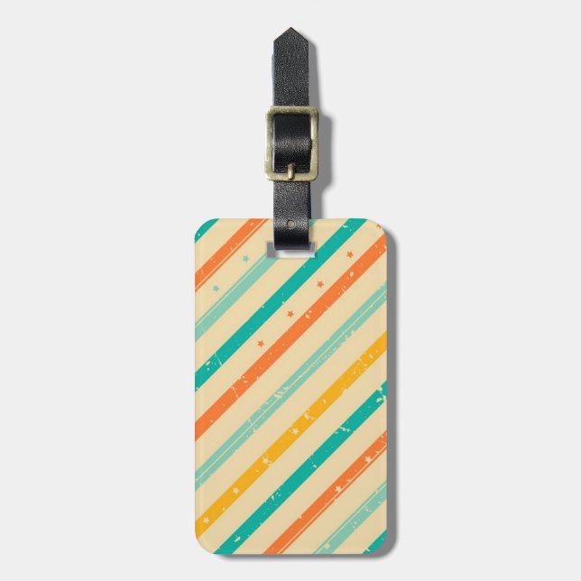 Retro grunge striped pattern luggage tag (Front Vertical)