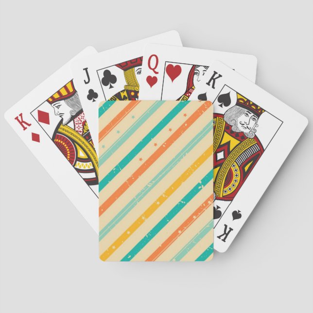 Retro grunge striped pattern playing cards (Back)