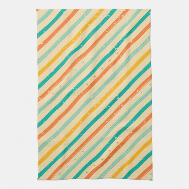 Retro grunge striped pattern tea towel (Vertical)
