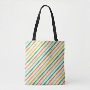 Retro grunge striped pattern tote bag