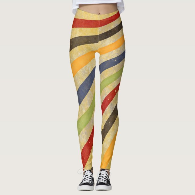 Retro Grunge Stripes + your ideas Leggings (Front)