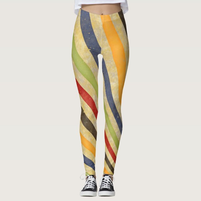 Retro Grunge Stripes + your ideas Leggings (Front)