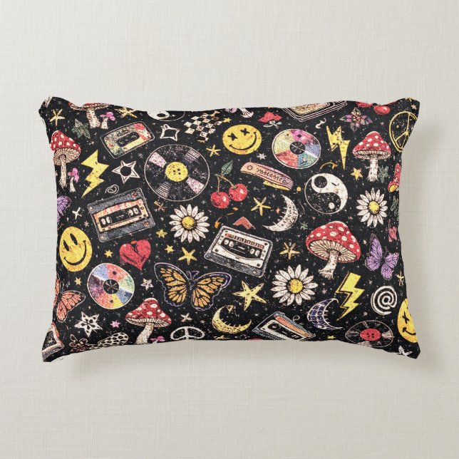 Retro Grunge Sunshine Bliss Decorative Cushion (Front)