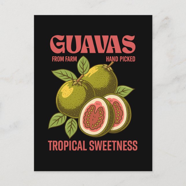 Retro Guavas Fruit Commercial Graphic Art Style Holiday Postcard (Front)