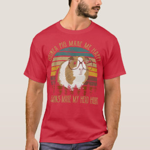 Retro Guinea Pig Make Me Happy Funny Animal Design T-Shirt