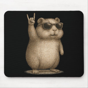 Retro Guinea Pig Rock On Music Funny Gift Men Wome Mouse Mat