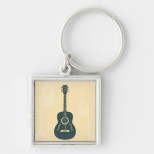 Retro guitar acoustic music key ring