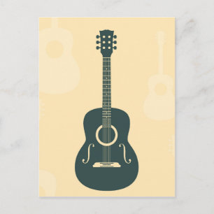 Retro guitar acoustic music postcard