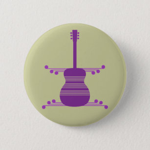 Retro Guitar Button, Purple 6 Cm Round Badge