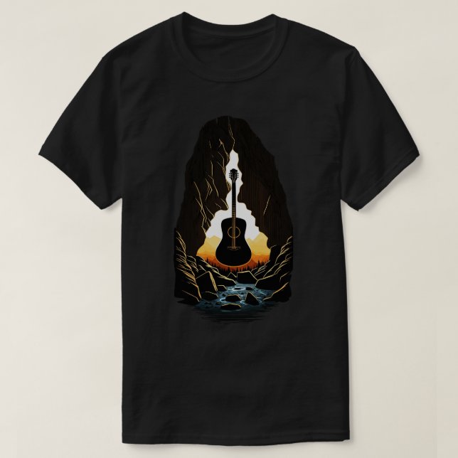 Retro Guitar Gift Guitarist Rock Concert Festival  T-Shirt (Design Front)