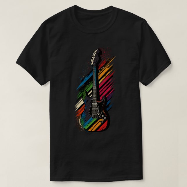 Retro Guitar Gift Guitarist Rock Concert Festival  T-Shirt (Design Front)