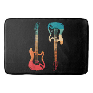 Retro Guitar Guitarist Electric Bass Guitar Rock M Bath Mat
