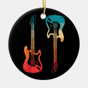 Retro Guitar Guitarist Electric Bass Guitar Rock M Ceramic Tree Decoration