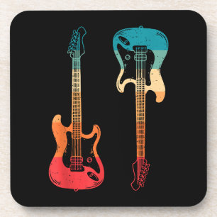 Retro Guitar Guitarist Electric Bass Guitar Rock M Coaster