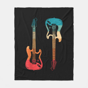 Retro Guitar Guitarist Electric Bass Guitar Rock M Fleece Blanket