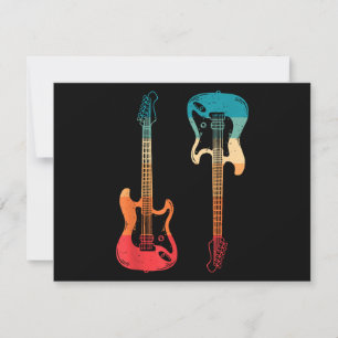 Retro Guitar Guitarist Electric Bass Guitar Rock M Holiday Card