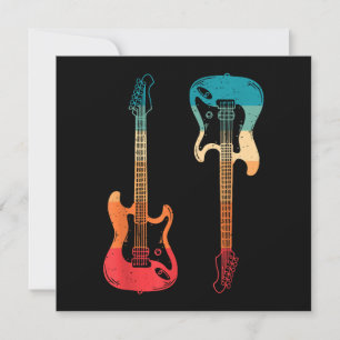 Retro Guitar Guitarist Electric Bass Guitar Rock M Invitation