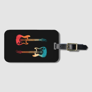 Retro Guitar Guitarist Electric Bass Guitar Rock M Luggage Tag