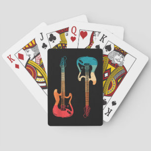 Retro Guitar Guitarist Electric Bass Guitar Rock M Playing Cards