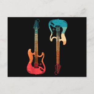 Retro Guitar Guitarist Electric Bass Guitar Rock M Postcard