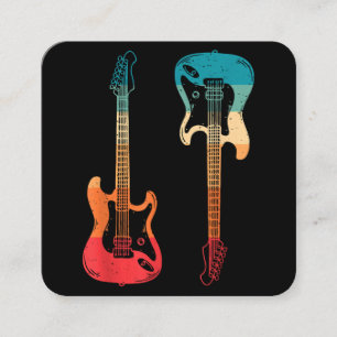 Retro Guitar Guitarist Electric Bass Guitar Rock M Square Business Card