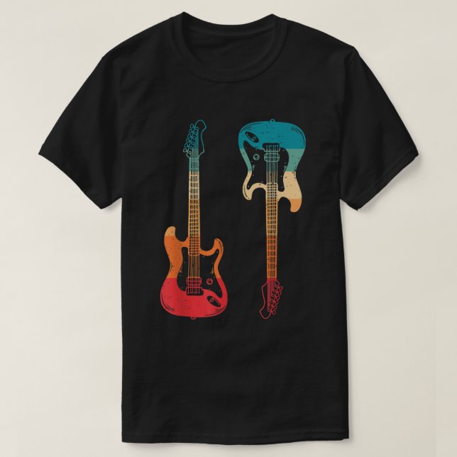 Retro Guitar Guitarist Electric Bass Guitar Rock M T-Shirt (Design Front)