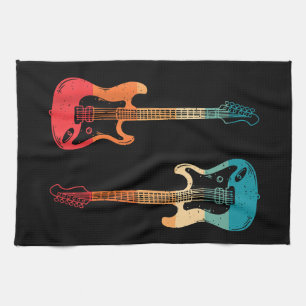 Retro Guitar Guitarist Electric Bass Guitar Rock M Tea Towel