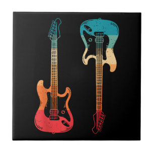 Retro Guitar Guitarist Electric Bass Guitar Rock M Tile