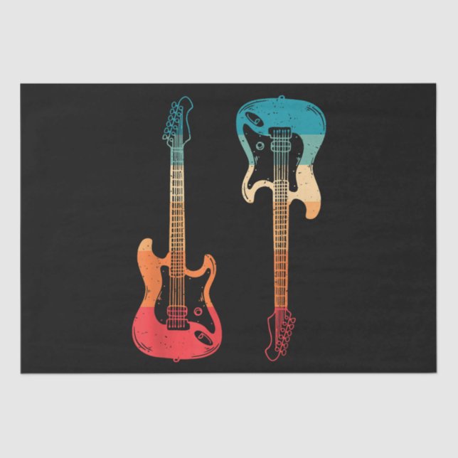 Retro Guitar Guitarist Electric Bass Guitar Rock M Tissue Paper (Front)