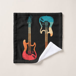 Retro Guitar Guitarist Electric Bass Guitar Rock M Wash Cloth