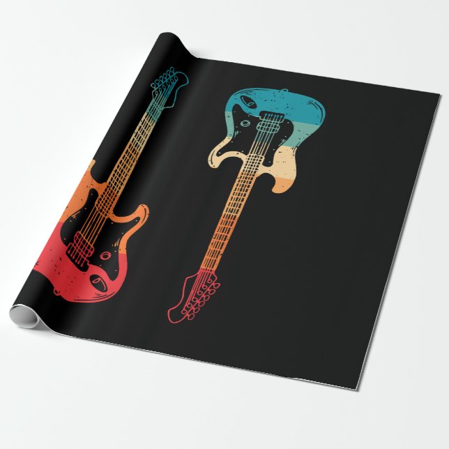 Retro Guitar Guitarist Electric Bass Guitar Rock M Wrapping Paper (Unrolled)