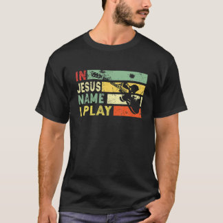 Retro Guitar In Jesus Name I Play Vintage Gift T S T-Shirt