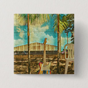 retro guitar lover gift 15 cm square badge