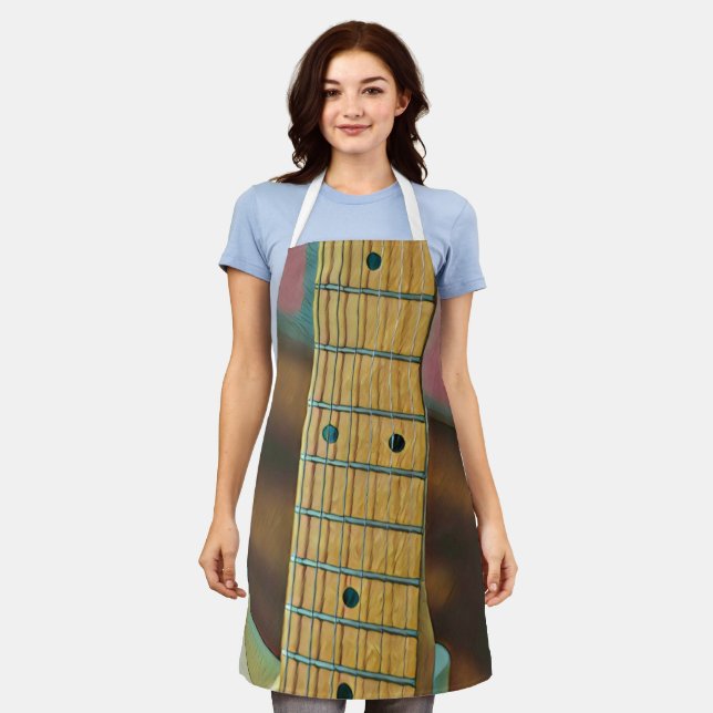 retro guitar lover gift apron (Worn)