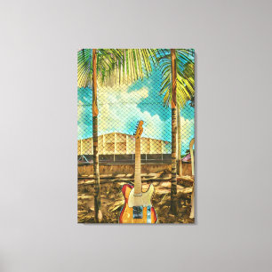 retro guitar lover gift canvas print
