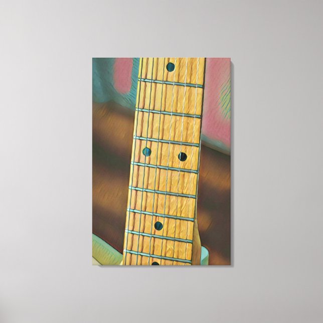 retro guitar lover gift canvas print (Front)
