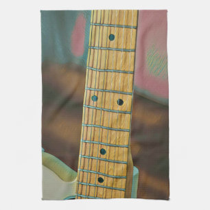 retro guitar lover gift tea towel