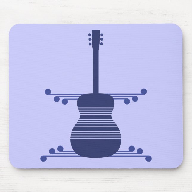 Retro Guitar Mousepad, Navy Blue Mouse Mat (Front)