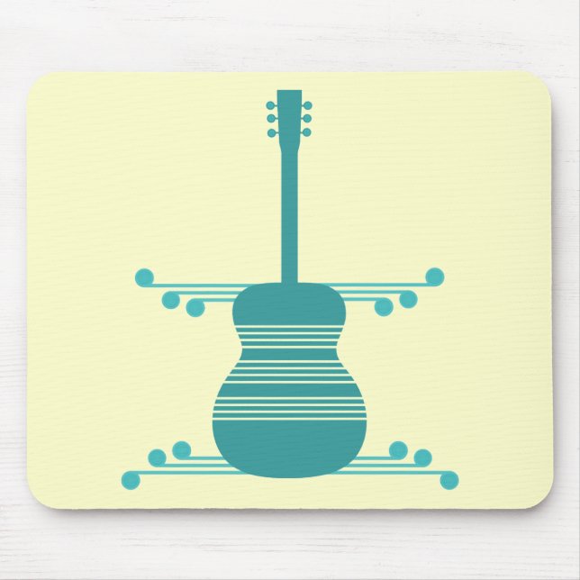 Retro Guitar Mousepad, Teal Mouse Mat (Front)