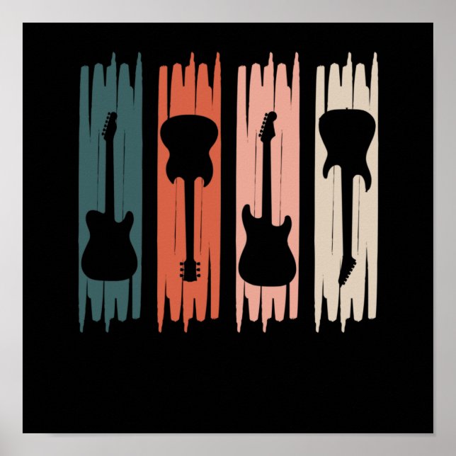 Retro Guitar Music Player Musician Guitarist Graph Poster (Front)