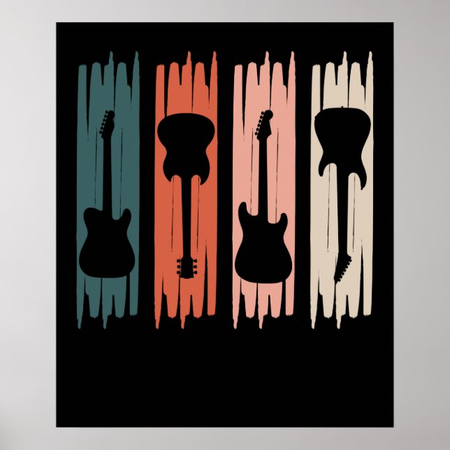 Retro Guitar Music Player Musician Guitarist Graph Poster (Front)