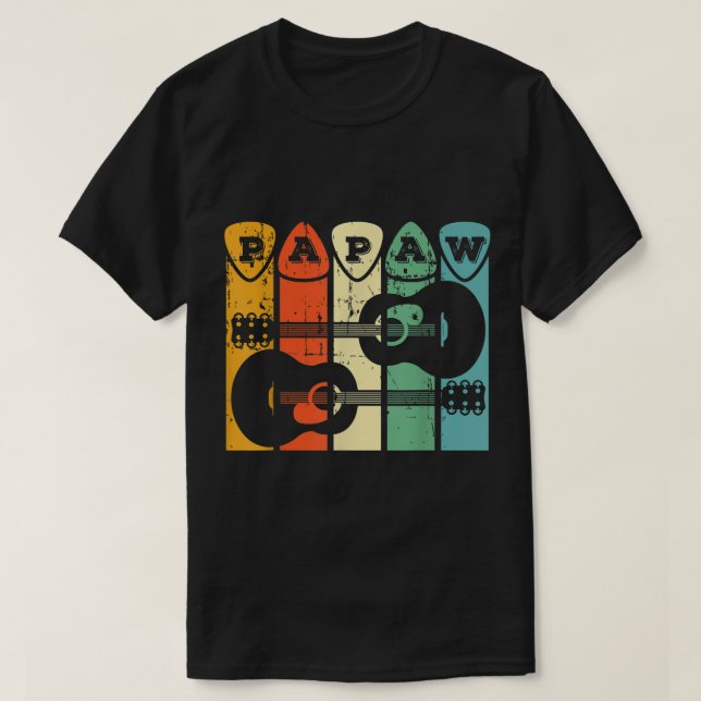 Retro Guitar Papaw Music Design T-Shirt (Design Front)