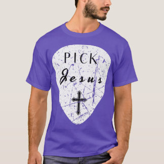 Retro Guitar Pick Pick Jesus Cross Worship Lea T-Shirt